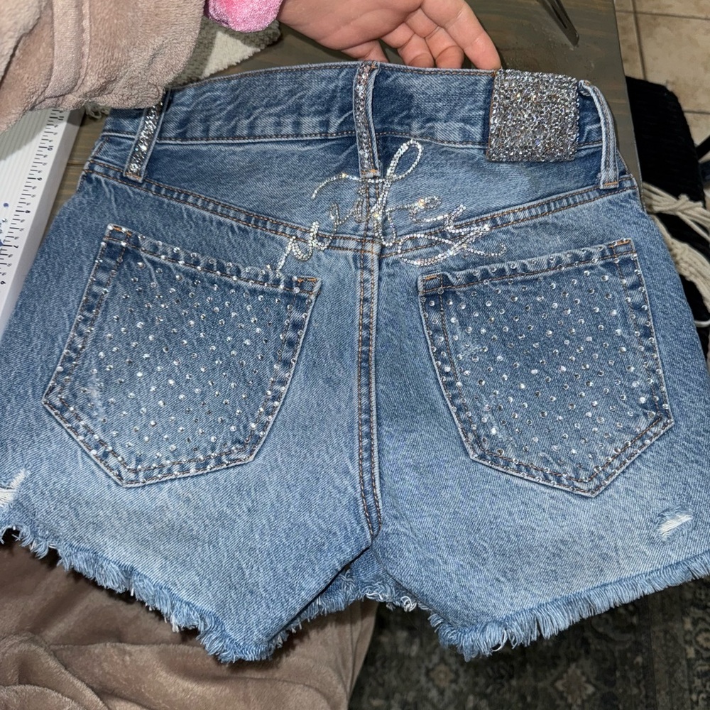 Aeropostale Blue Jean Shorts with Rhinestone Details